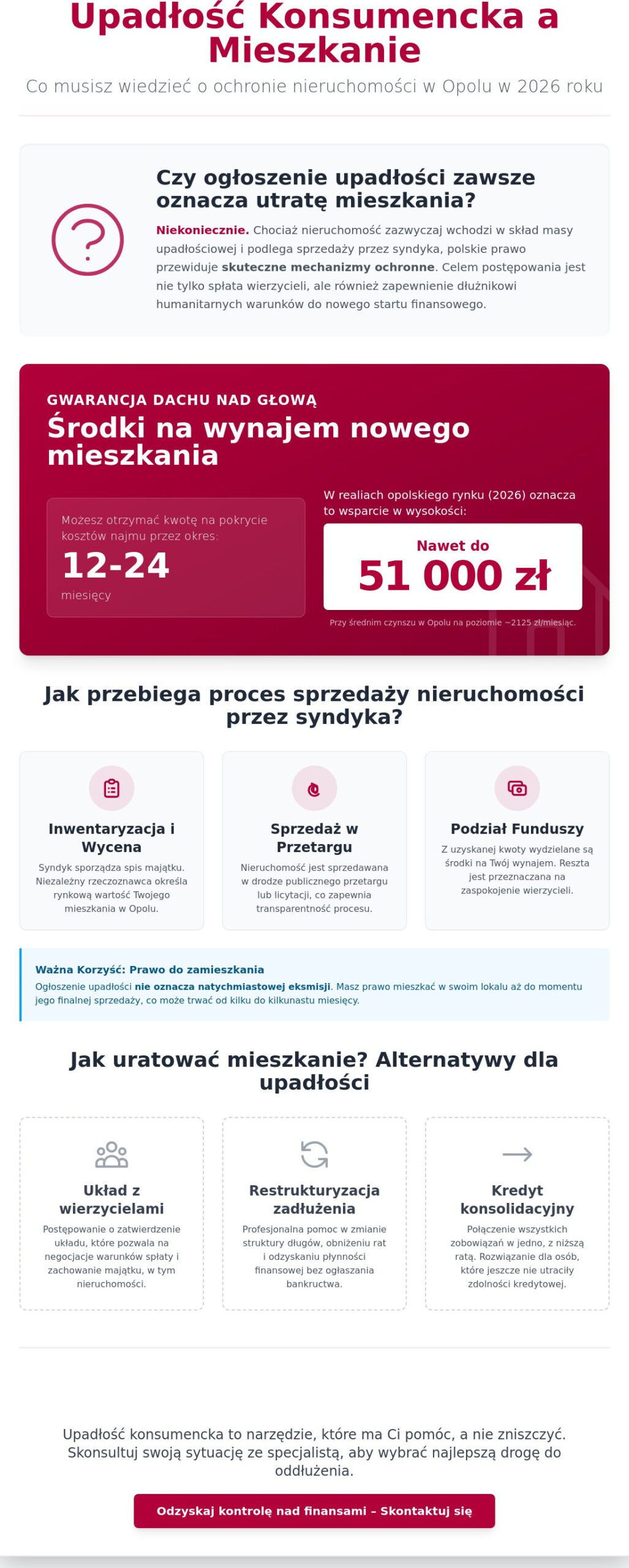 Upadłość konsumencka a mieszkanie własnościowe Opole: Co musisz wiedzieć w 2026 roku?